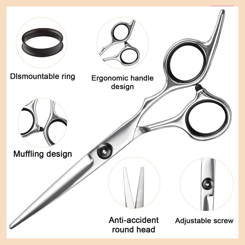 Fcysy Professional Hair Cutting Scissors Set, Barber Shears Kit, 6 Inch Stainless Steel Thinning Shears, Trimming Scissors for Men Women - Image 3